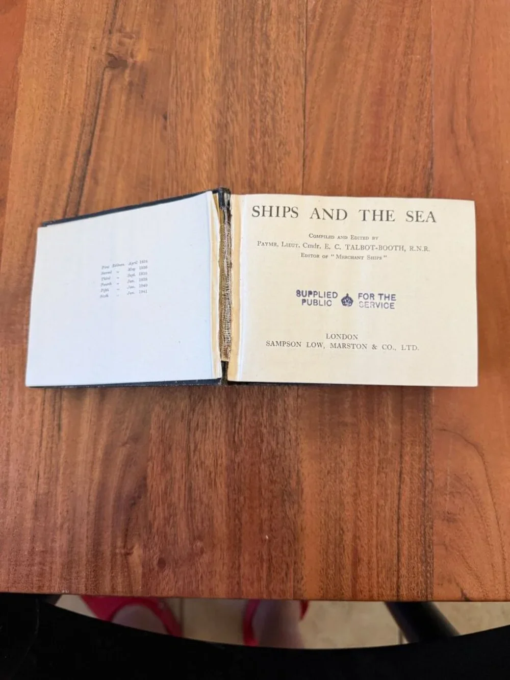 Ships and the Sea Talbot-Booth 1941 6th Ed Hardcover Sampson Low Vintage Maritim
